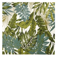 AMAZONIE - Ecru and green rug with tropical print 200x200cm, OEKO-TEX®