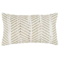 SALINDRES - Ecru en olijfgroene kussenhoes met geweven motieven 30 x 50 cm