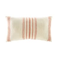 Ecru Linen Cushion with Red Striped Motifs 30x50 Ecru Linen Cushion with Red Striped Motifs 30x50