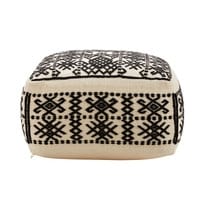 Ecru Pouffe with Black Print Ecru Pouffe with Black Print