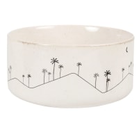 DESERT - Ecru stoneware salad bowl with black palm print