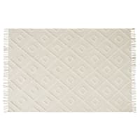 MIRAMAR - Ecrufarbener Teppich aus recycelter, getufteter Baumwolle mit grafischen Motiven, 160x230cm