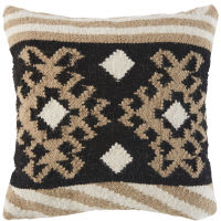 Ecrufarbenes Kilim-Kissen aus Wolle und Baumwolle mit grafischen Motiven 45x45 Ecrufarbenes Kilim-Kissen aus Wolle und Baumwolle mit grafischen Motiven 45x45