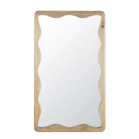 Espejo de pared de madera maciza con balda en tonos claros 68x58cm Natay