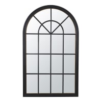 AUGUSTE - Espejo ventana de paulonia con molduras negro y dorado 110x181