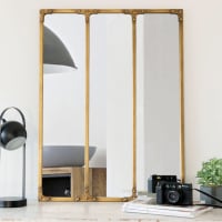 BAGEL - Espelho industrial em metal dourado 60x80