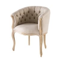 Fauteuil capitonné en lin Fauteuil capitonné en lin