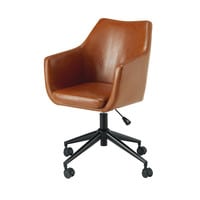 Fauteuil de bureau en textile enduit marron vieilli Fauteuil de bureau en textile enduit marron vieilli