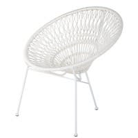 Fauteuil de jardin empilable en fil de résine et métal blanc Fauteuil de jardin empilable en fil de résine et métal blanc