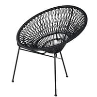 Fauteuil de jardin empilable en fil de résine et métal noir Fauteuil de jardin empilable en fil de résine et métal noir