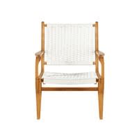 Fauteuil de jardin en acacia et corde blanche Fauteuil de jardin en acacia et corde blanche