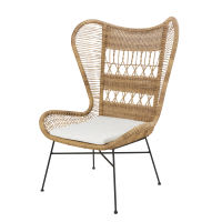 Fauteuil de jardin en résine tressée et toile écrue Fauteuil de jardin en résine tressée et toile écrue