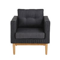 Fauteuil de jardin en résine tressée noire Fauteuil de jardin en résine tressée noire