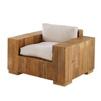 Fauteuil de jardin en teck recyclé et coussins sable Fauteuil de jardin en teck recyclé et coussins sable