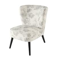 Fauteuil en coton blanc imprimé toile de jouy Fauteuil en coton blanc imprimé toile de jouy