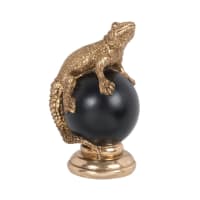 IGUANAS - Lote de 2 - Figura de esfera negra e iguana dorada Alt. 15