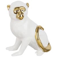 Figura de mono de porcelana blanca y dorada Alt.12 Figura de mono de porcelana blanca y dorada Alt.12