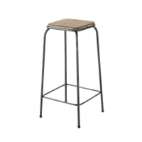 KRAFT - Fir and metal industrial bar stool