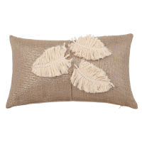 Fodera di cuscino beige ricami piume, 30x50 cm Fodera di cuscino beige ricami piume, 30x50 cm