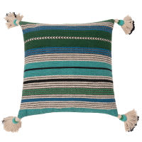Fodera di cuscino in cotone a righe con pompon, 40x40 cm Fodera di cuscino in cotone a righe con pompon, 40x40 cm