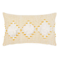 Fodera di cuscino in cotone écru e giallo con pompon, 30x50 cm Fodera di cuscino in cotone écru e giallo con pompon, 30x50 cm