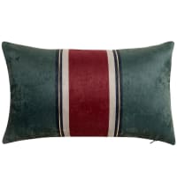 Fodera per cuscino a bande di colore verde, rosso, grigio chiaro e dorato 30x50 cm