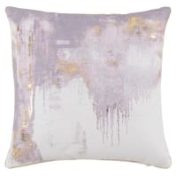 LIOUBA - Fodera per cuscino bianca, viola e dorata, effetto testurizzato 40x40 cm