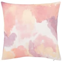 DARWIN - Lotto di 2 - Fodera per cuscino in cotone bio effetto tie and dye malva antico, rosa, bianco e giallo 40x40 cm