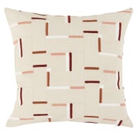 TERRASINI - Funda de cojín de algodón con gráficos en beige, rosa y marrón 40 x 40