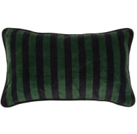 Funda de cojín de terciopelo de algodón a rayas negras y verdes 30x50