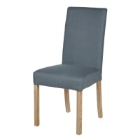 MARGAUX - Funda de silla de lino color azul grisáceo, OEKO-TEX®