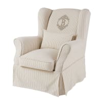 BARBADE - Funda de sillón de algodón con motivos de rayas 80x98