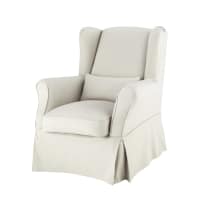 COTTAGE - Funda de sillón de algodón gris arcilla