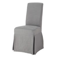 Funda larga de silla de lino lavado gris Funda larga de silla de lino lavado gris