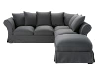 ROMA - Funda para sofá esquinero fijo y convertible 6 plazas (colchón 6 cm) gris pizarra