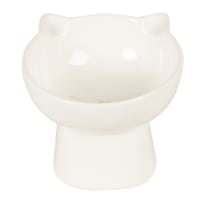 CHARLY - Gamelle pour chat en céramique blanche et dorée