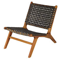 Garden armchair in solid acacia and charcoal grey resin wicker Garden armchair in solid acacia and charcoal grey resin wicker