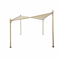 OMBRE - Garden gazebo in wood-style metal and ecru canvas