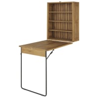 CALATHEA - Garden table for two people L60cm with folding shelf in solid acacia