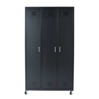 LOFT - Garderobe op wieltjes 3 deuren in metaal en zwart