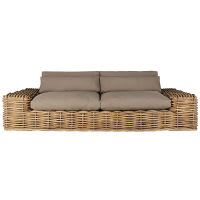 Gartensofa 2/3-Sitzer aus Rattan mit taupefarbenen Kissen Gartensofa 2/3-Sitzer aus Rattan mit taupefarbenen Kissen