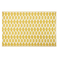 DHATU - Geel omkeerbaar tapijt van polypropyleen, wit motief 180 x 270 cm, OEKO-TEX®