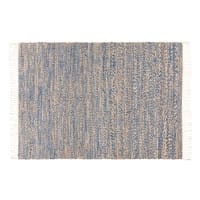 Geflochtener Teppich aus Jute und Baumwolle, blau, 140x200 Geflochtener Teppich aus Jute und Baumwolle, blau, 140x200