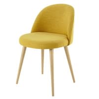 Gelber Stuhl im Vintage-Stil und Massivbirke Gelber Stuhl im Vintage-Stil und Massivbirke