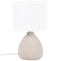 BRIAC ANDUZE - Gemêleerde grijze lamp uit keramiek met witte katoenen lampenkap