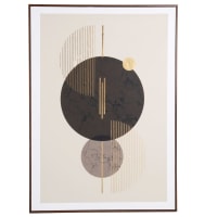 PARTINO - Geometrischer Kunstdruck auf Leinwand, beige, grau und goldfarben, 50x70cm
