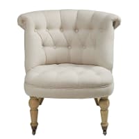 CONSTANTIN - Gepolsterter Sessel aus beigefarbenem Leinen