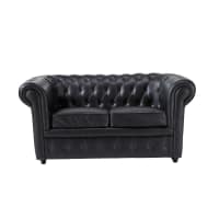 CHESTERFIELD - Gepolstertes 2-Sitzer-Sofa aus Kunstleder, schwarz