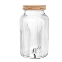 Getränkespender aus geriffeltem Glas und Bambusholz 5,5 l