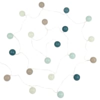 Ghirlanda luminosa sfere in cotone multicolore 20 LED lung. 360 cm
